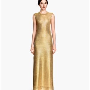 gold h&m silk blend knit long maxi dress sz 6 (S)